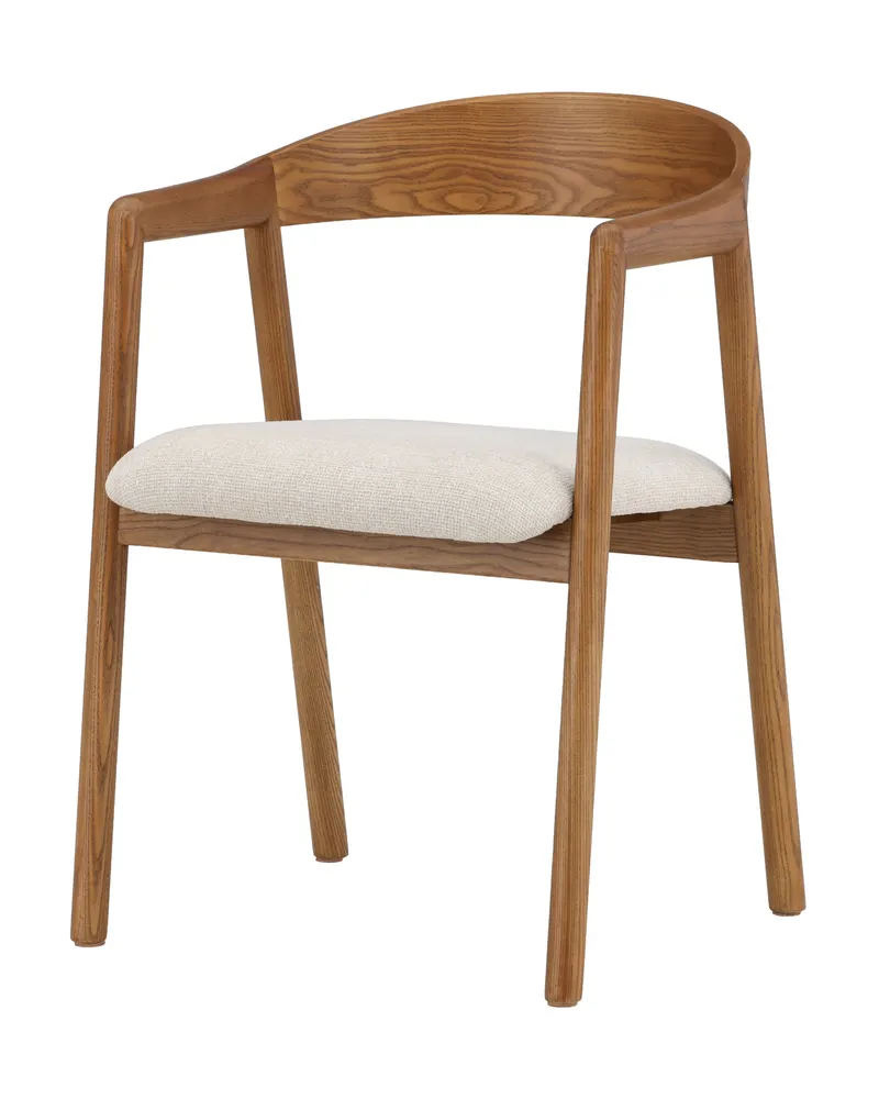 Långön Esszimmerstuhl mit Armlehnen in Beige, Gestell Dunkelbraun, Polyester, Ansicht 4