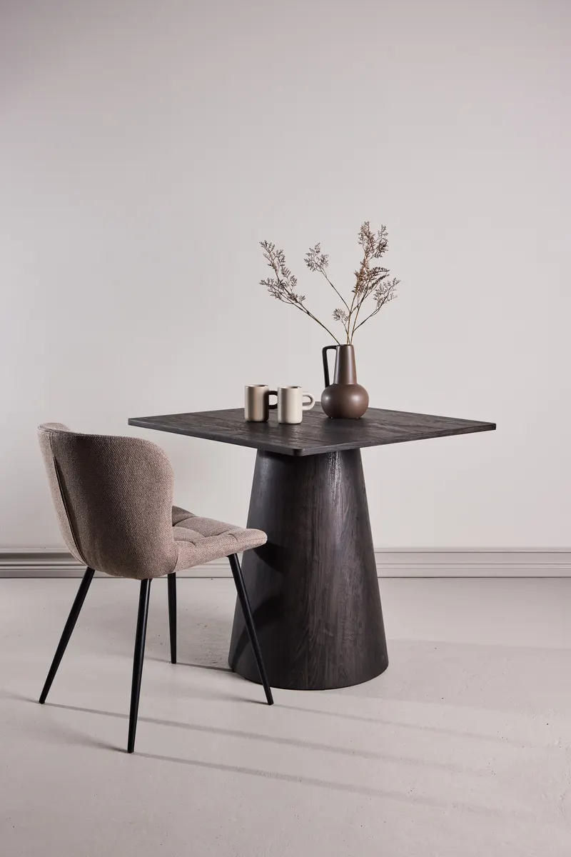 Lanzi quadratischer Esstisch 80 × 80 cm in Mokka, im Wohnraum, Ansicht 1