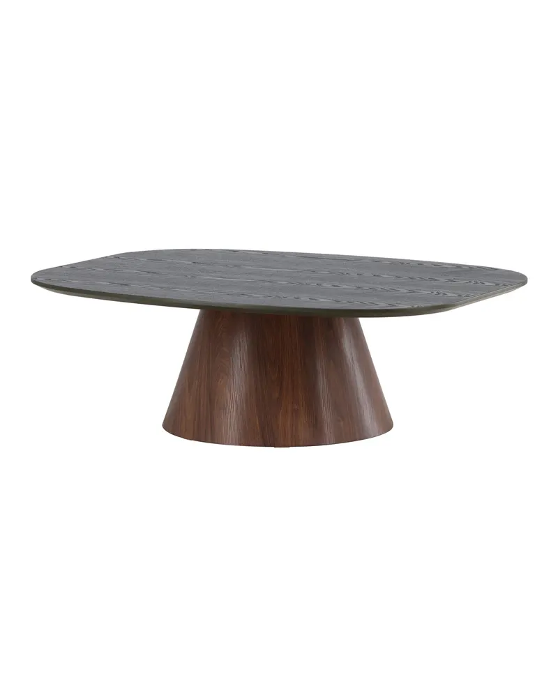 Lanzo Couchtisch 120 × 92,5 cm mit kegelförmigem Mittelfuß in Dunkelgrün, Gestell Mokka, Ansicht 1