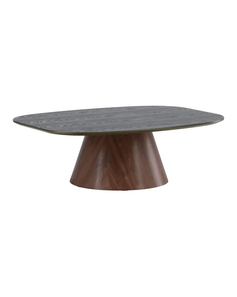Lanzo Couchtisch 120 × 92,5 cm mit kegelförmigem Mittelfuß in Dunkelgrün, Gestell Mokka, Ansicht 8