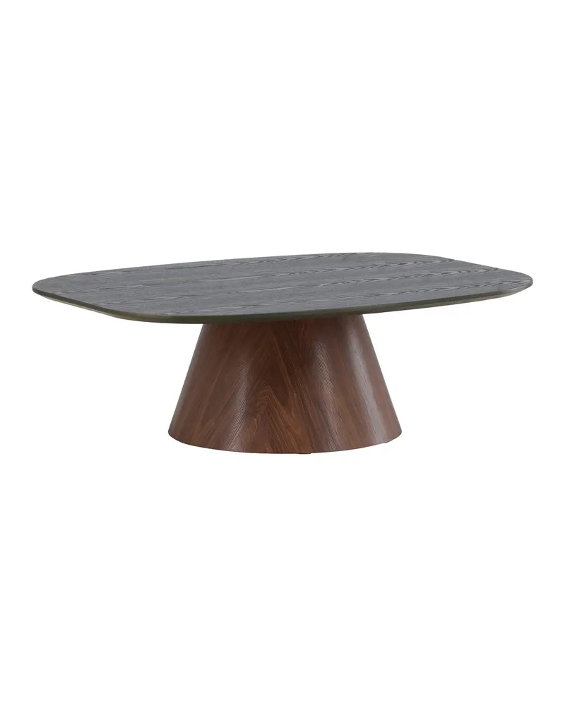 Lanzo Couchtisch 120 × 92,5 cm mit kegelförmigem Mittelfuß in Dunkelgrün, Gestell Mokka, Ansicht 12