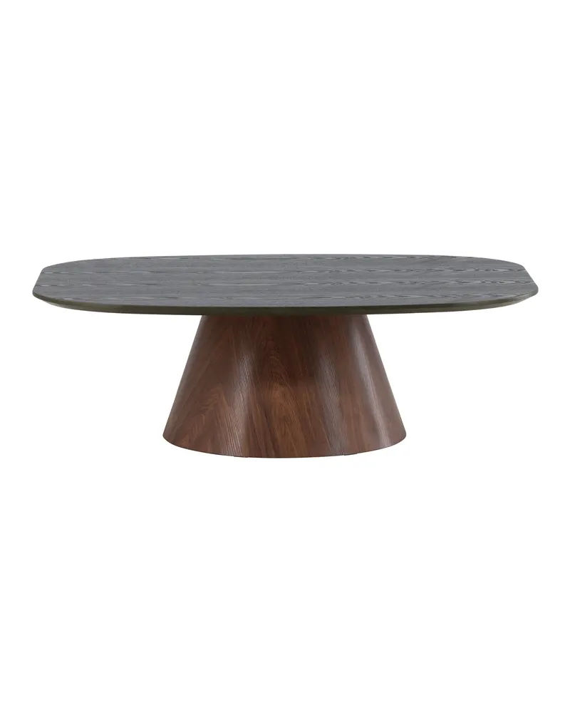 Lanzo Couchtisch 120 × 92,5 cm mit kegelförmigem Mittelfuß in Dunkelgrün, Gestell Mokka, Ansicht 2