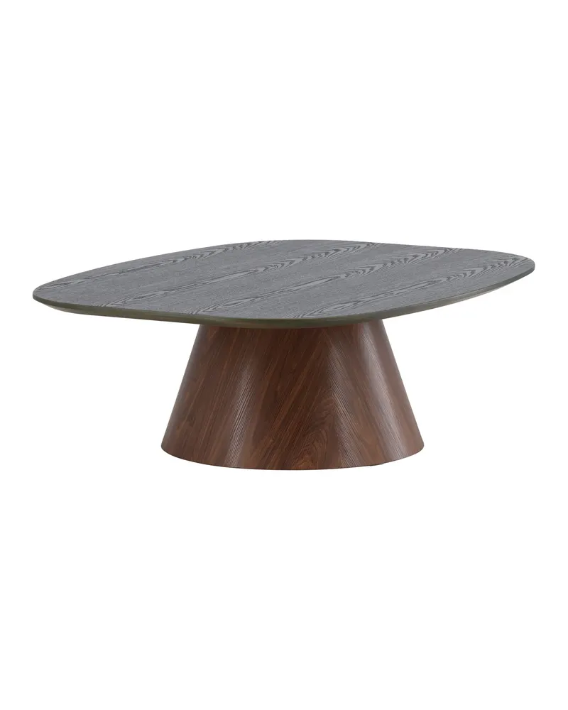 Lanzo Couchtisch 120 × 92,5 cm mit kegelförmigem Mittelfuß in Dunkelgrün, Gestell Mokka, Ansicht 3