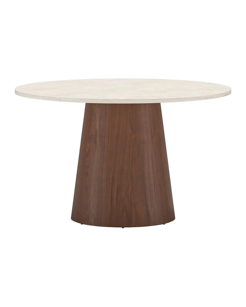Lanzo runder Esstisch in Ø 120 cm, Beige, Gestell Mokka