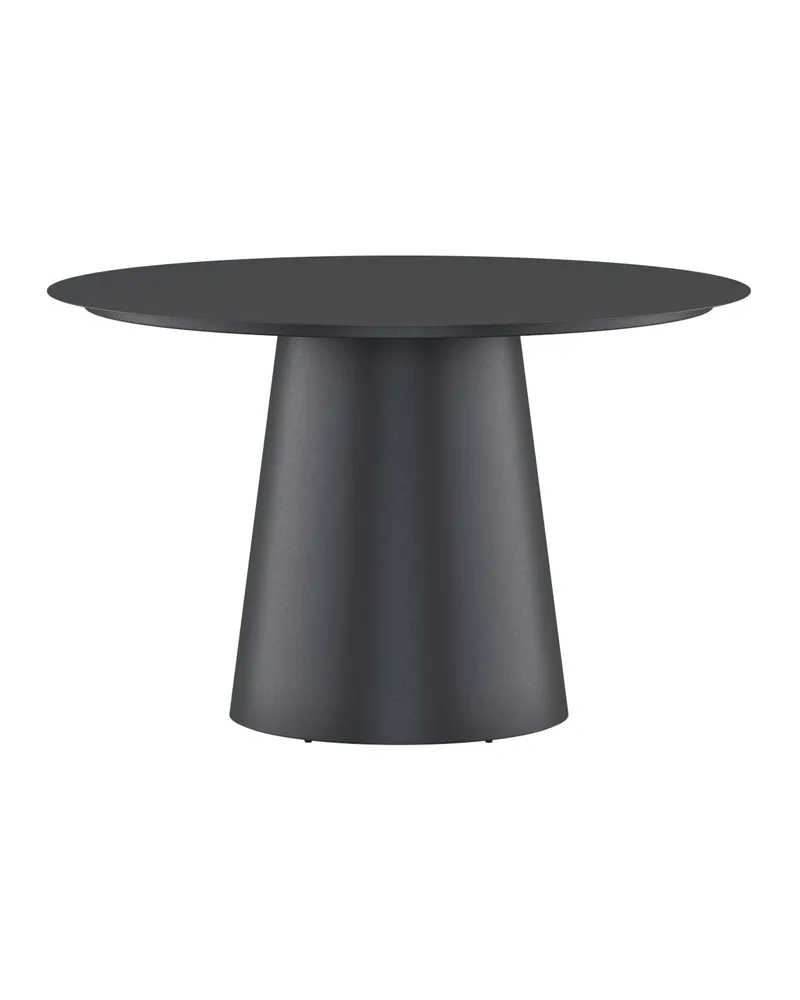 Lanzo runder Gartentisch Ø 120 cm aus Aluminium mit Kegelfuß, Schwarz