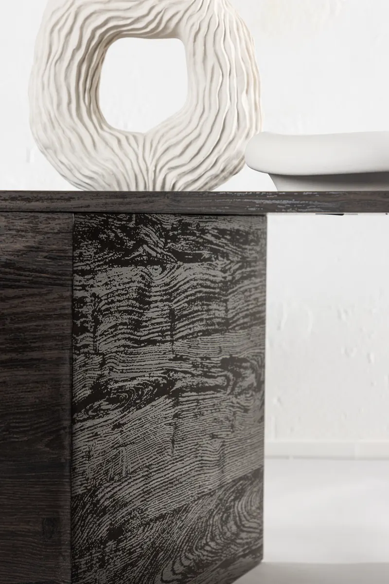 Larvik Couchtisch 130 × 90 cm auf zwei geschwungenen Sockeln, im Wohnraum, Ansicht 3