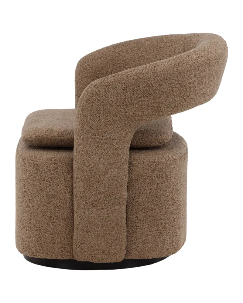 Laurel Sessel mit offener, gerundeter Rückenlehne in Braun, Gestell Schwarz, Bouclé, Ansicht 10