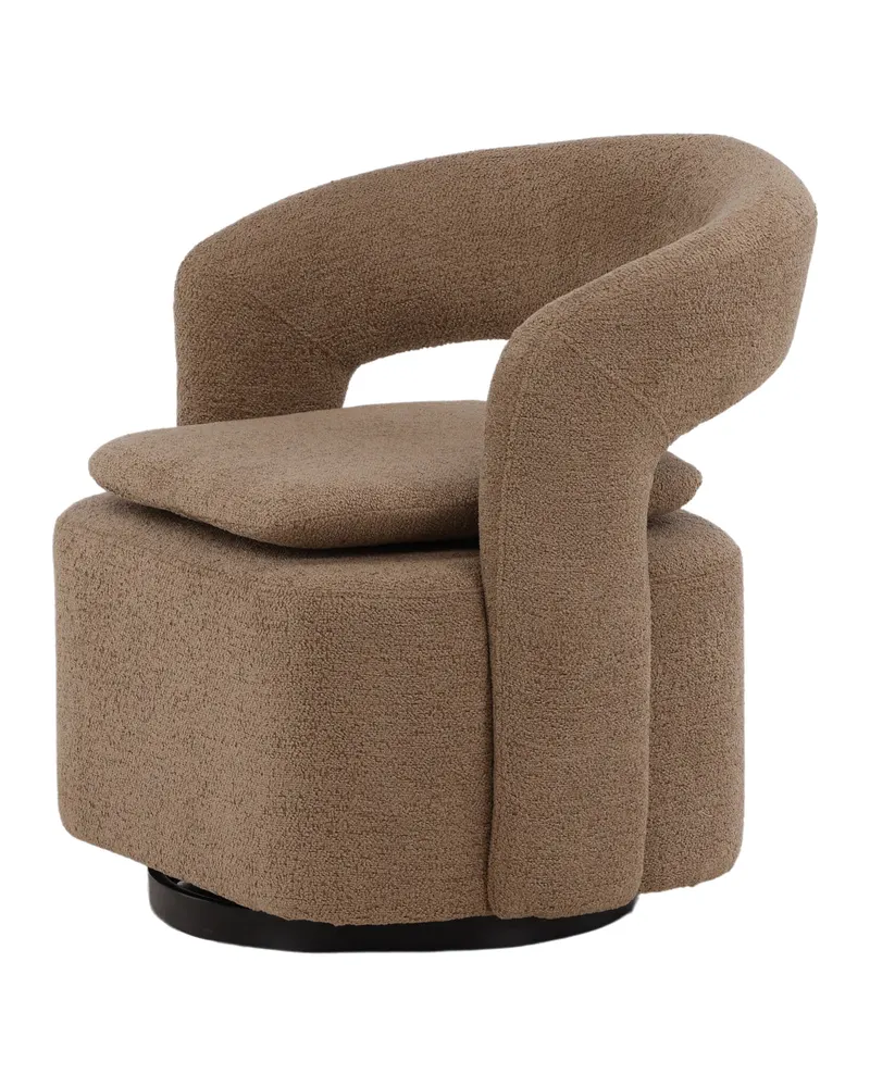 Laurel Sessel mit offener, gerundeter Rückenlehne in Braun, Gestell Schwarz, Bouclé, Ansicht 11