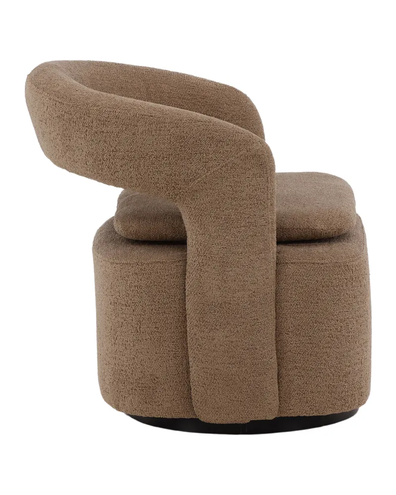 Laurel Sessel mit offener, gerundeter Rückenlehne in Braun, Gestell Schwarz, Bouclé, Ansicht 4