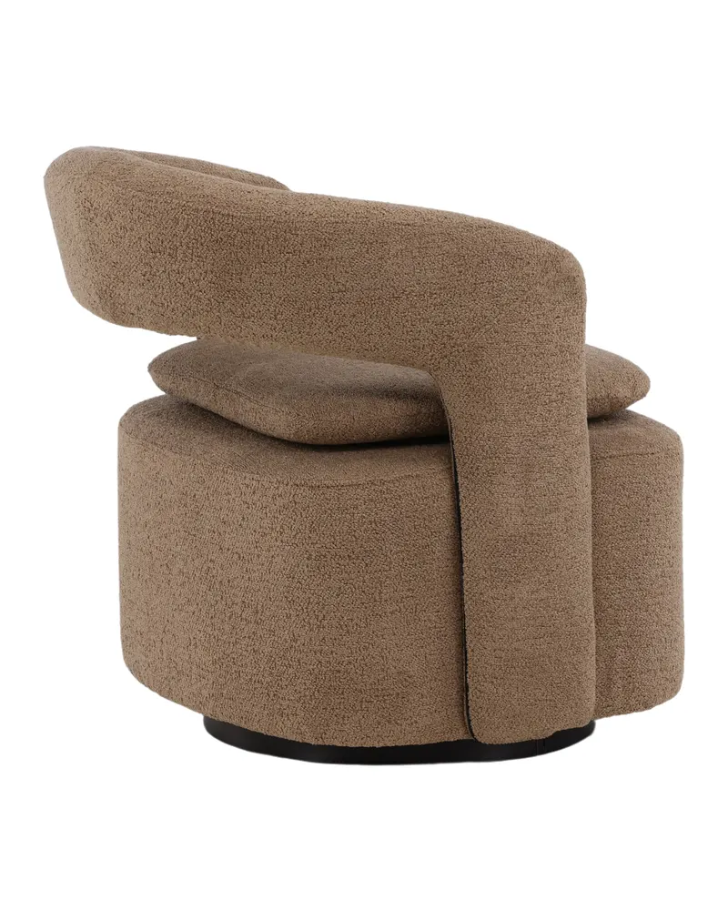 Laurel Sessel mit offener, gerundeter Rückenlehne in Braun, Gestell Schwarz, Bouclé, Ansicht 5