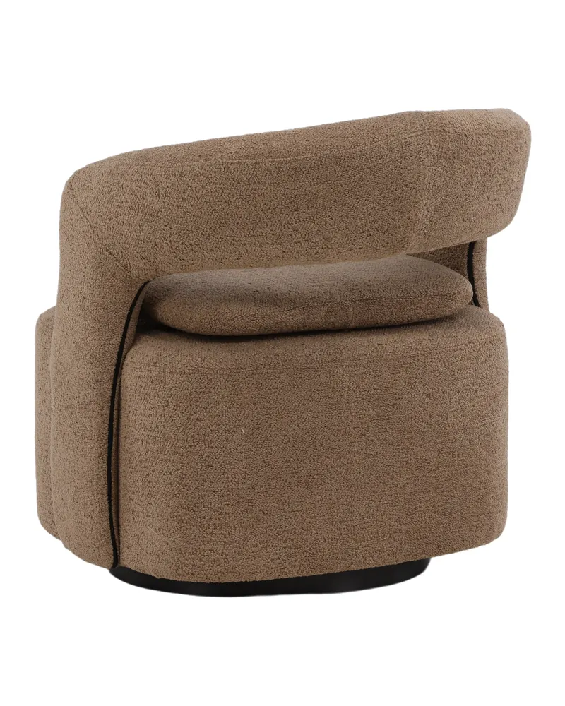 Laurel Sessel mit offener, gerundeter Rückenlehne in Braun, Gestell Schwarz, Bouclé, Ansicht 8