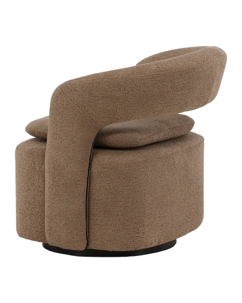 Laurel Sessel mit offener, gerundeter Rückenlehne in Braun, Gestell Schwarz, Bouclé, Ansicht 9