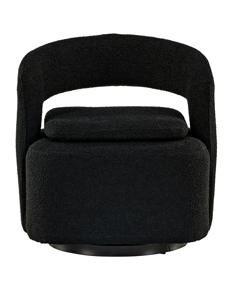 Laurel Sessel mit offener, gerundeter Rückenlehne in Schwarz, Polyester-Bouclé, Ansicht 1