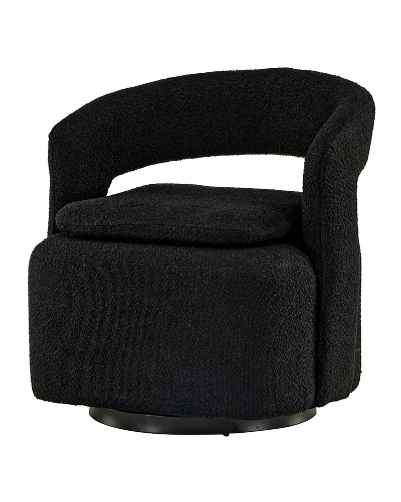 Laurel Sessel mit offener, gerundeter Rückenlehne in Schwarz, Polyester-Bouclé, Ansicht 7