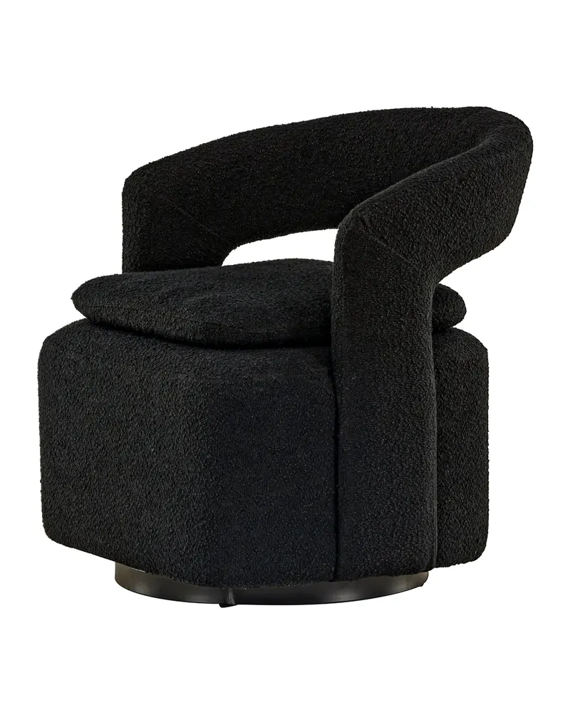 Laurel Sessel mit offener, gerundeter Rückenlehne in Schwarz, Polyester-Bouclé, Ansicht 8
