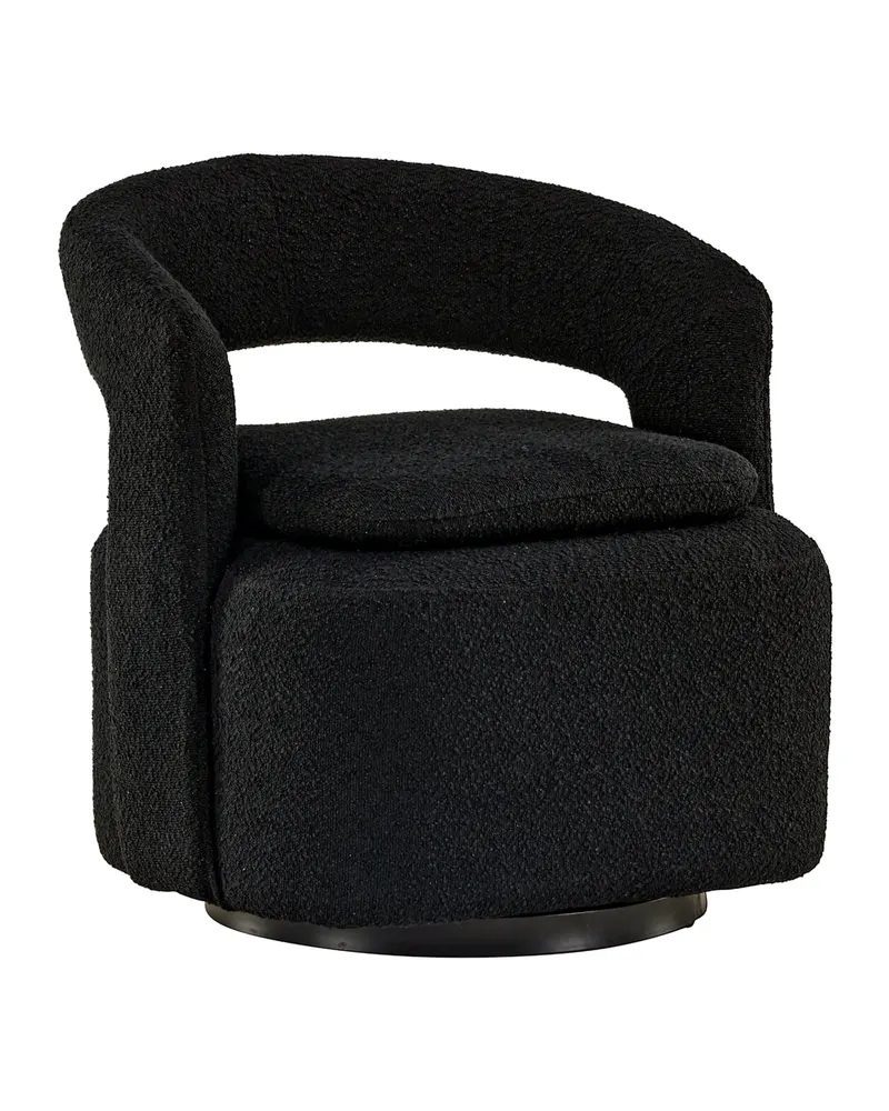 Laurel Sessel mit offener, gerundeter Rückenlehne in Schwarz, Polyester-Bouclé, Ansicht 2