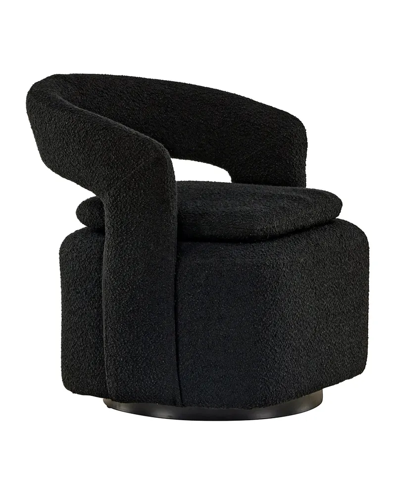 Laurel Sessel mit offener, gerundeter Rückenlehne in Schwarz, Polyester-Bouclé, Ansicht 3