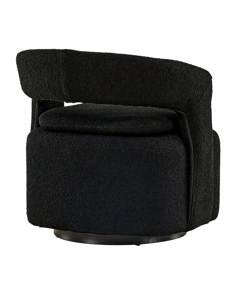 Laurel Sessel mit offener, gerundeter Rückenlehne in Schwarz, Polyester-Bouclé, Ansicht 5