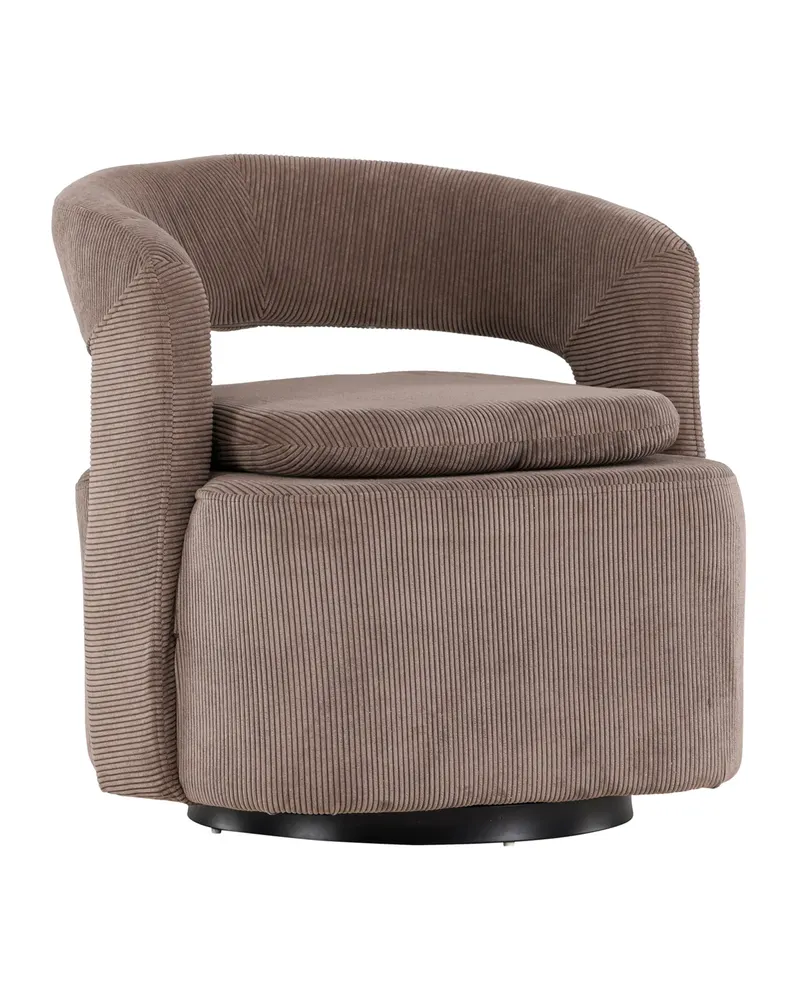 Laurel Sessel mit offener, gerundeter Rückenlehne in Braun, Gestell Schwarz, Polyester, Ansicht 1