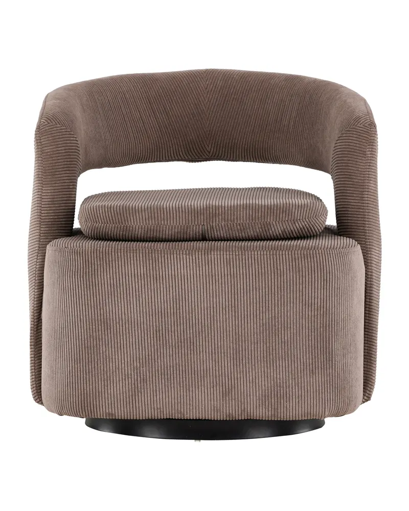 Laurel Sessel mit offener, gerundeter Rückenlehne in Braun, Gestell Schwarz, Polyester, Ansicht 2