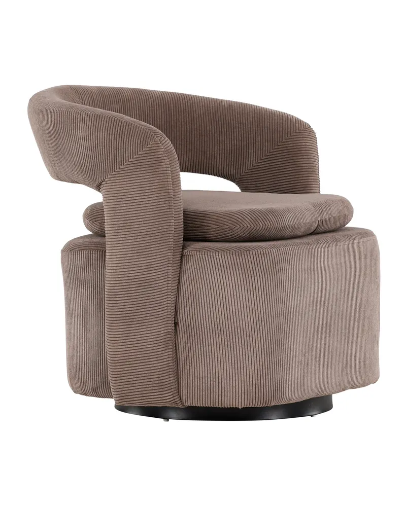 Laurel Sessel mit offener, gerundeter Rückenlehne in Braun, Gestell Schwarz, Polyester, Ansicht 3