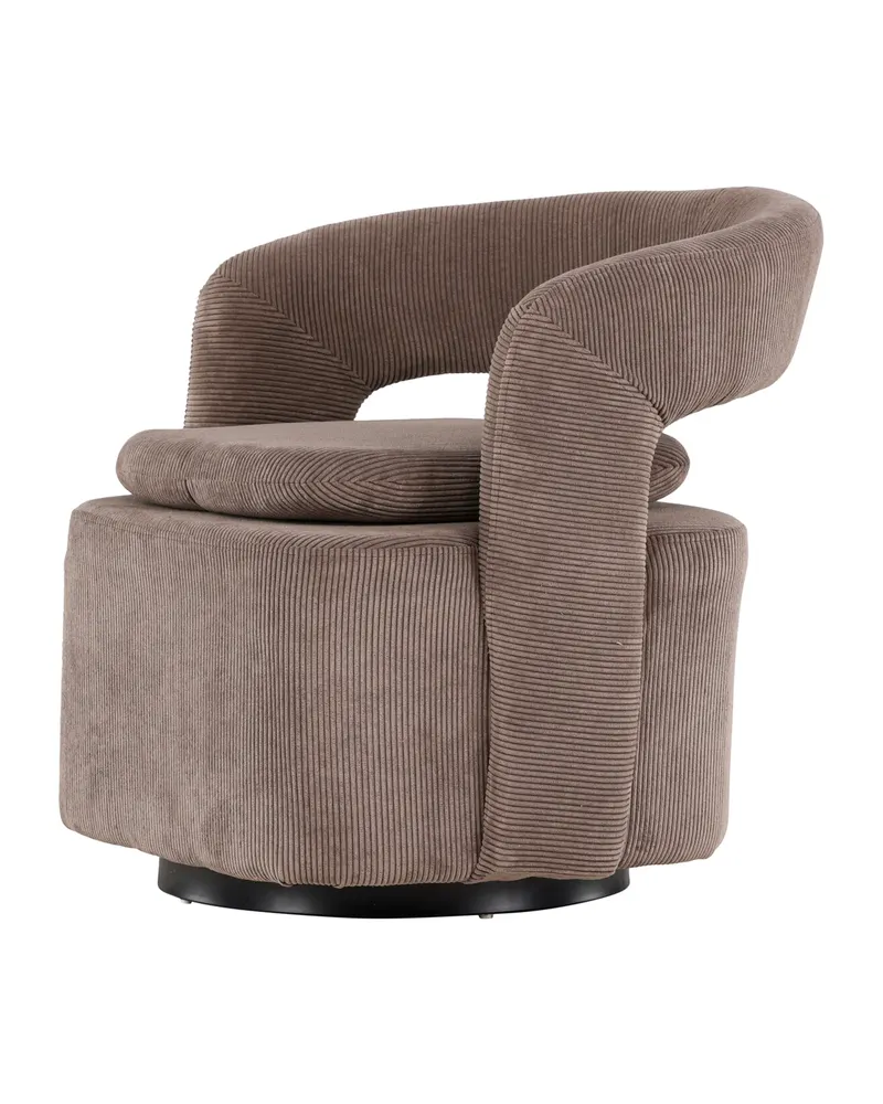 Laurel Sessel mit offener, gerundeter Rückenlehne in Braun, Gestell Schwarz, Polyester, Ansicht 5