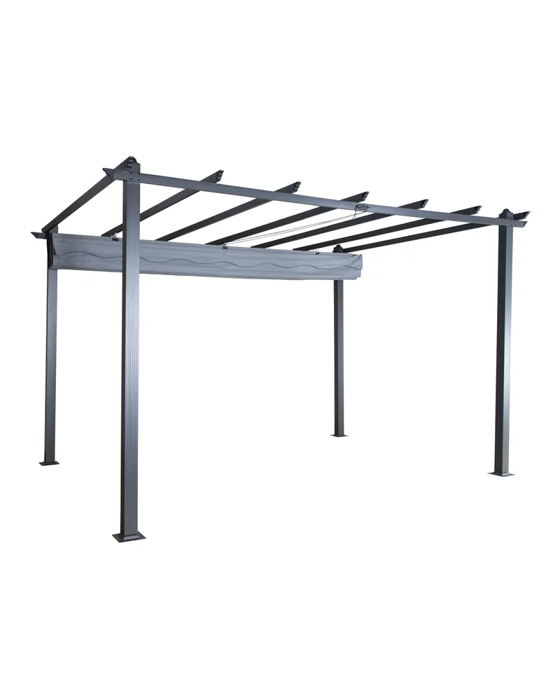 Lazio Pergola aus Aluminium mit Stoffdach in 295 × 245 × 395 cm, Grau, Ansicht 1