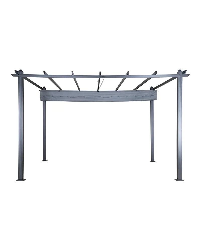 Lazio Pergola aus Aluminium mit Stoffdach in 295 × 245 × 395 cm, Grau, Ansicht 2
