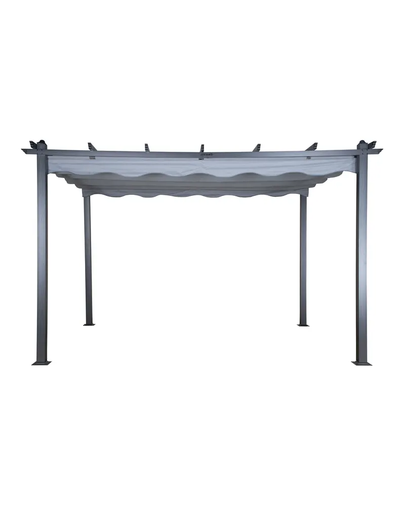 Lazio Pergola aus Aluminium mit Stoffdach in 295 × 245 × 395 cm, Grau, Ansicht 3