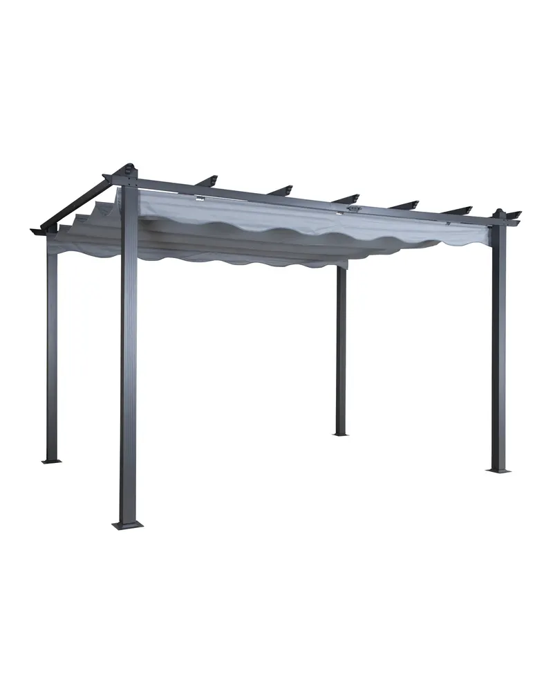 Lazio Pergola aus Aluminium mit Stoffdach in 295 × 245 × 395 cm, Grau, Ansicht 4