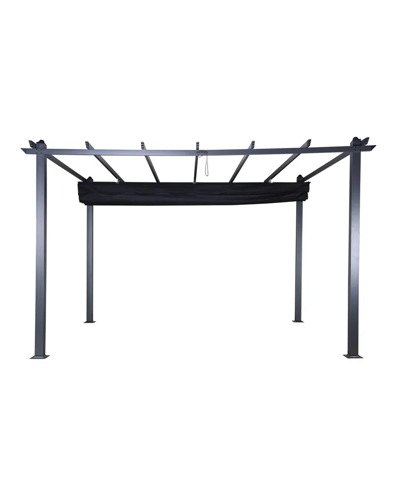 Lazio Pergola aus Aluminium mit Stoffdach in 295 × 245 × 395 cm, Schwarz, Ansicht 1
