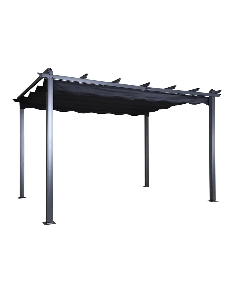 Lazio Pergola aus Aluminium mit Stoffdach in 295 × 245 × 395 cm, Schwarz, Ansicht 4