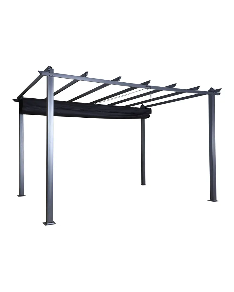 Lazio Pergola aus Aluminium mit Stoffdach in 295 × 245 × 395 cm, Schwarz, Ansicht 2