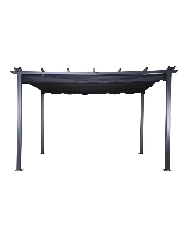 Lazio Pergola aus Aluminium mit Stoffdach in 295 × 245 × 395 cm, Schwarz, Ansicht 3