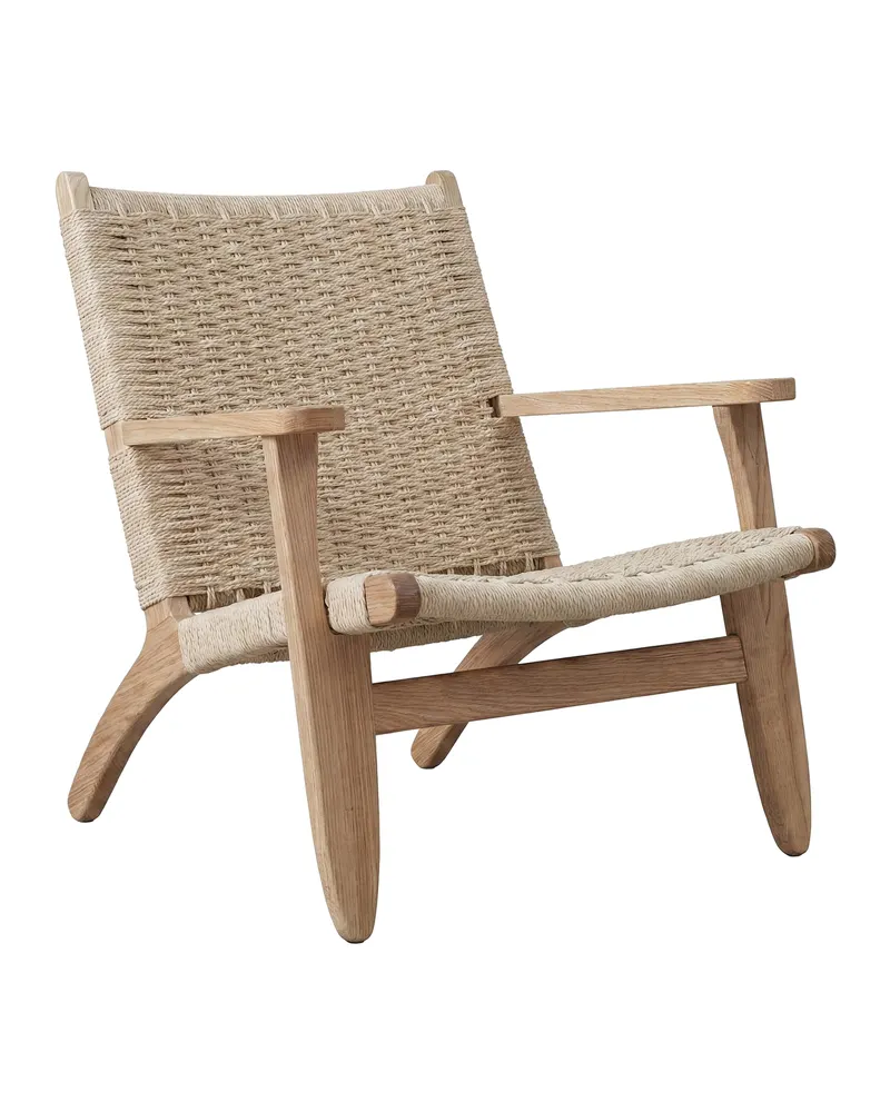 Lazy Sessel mit geflochtenem Sitz und Holzgestell