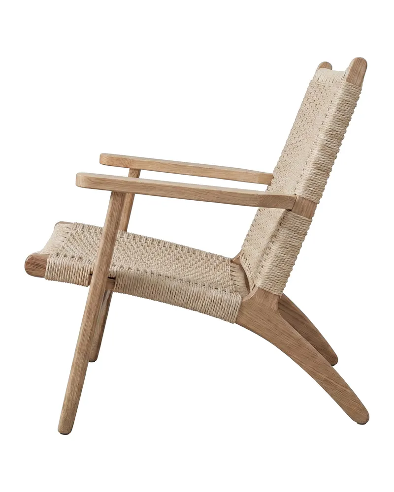 Lazy Sessel mit geflochtenem Sitz und Holzgestell, Ansicht 2