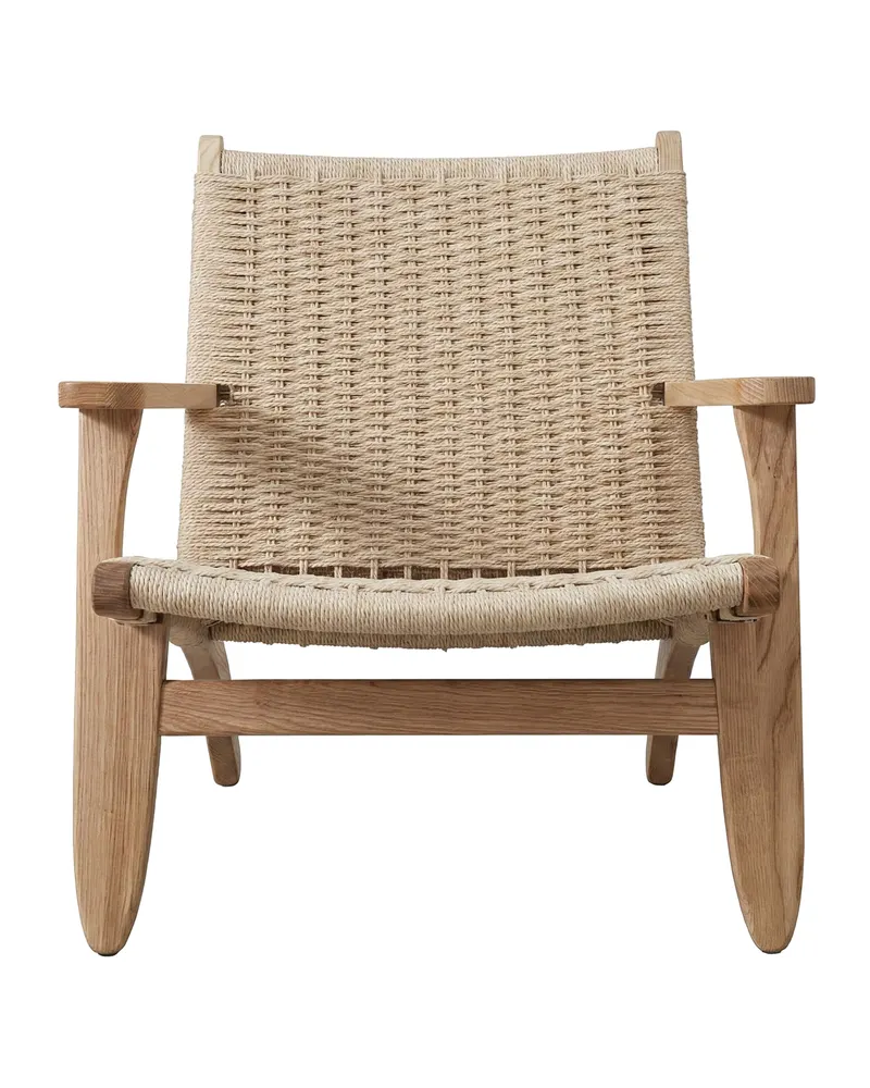 Lazy Sessel mit geflochtenem Sitz und Holzgestell, Ansicht 4