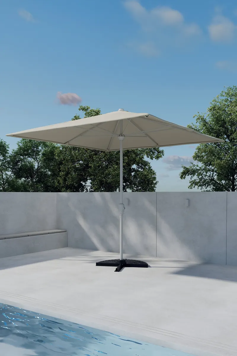 Leeds eckiger Sonnenschirm 293 × 293 cm, im Wohnraum