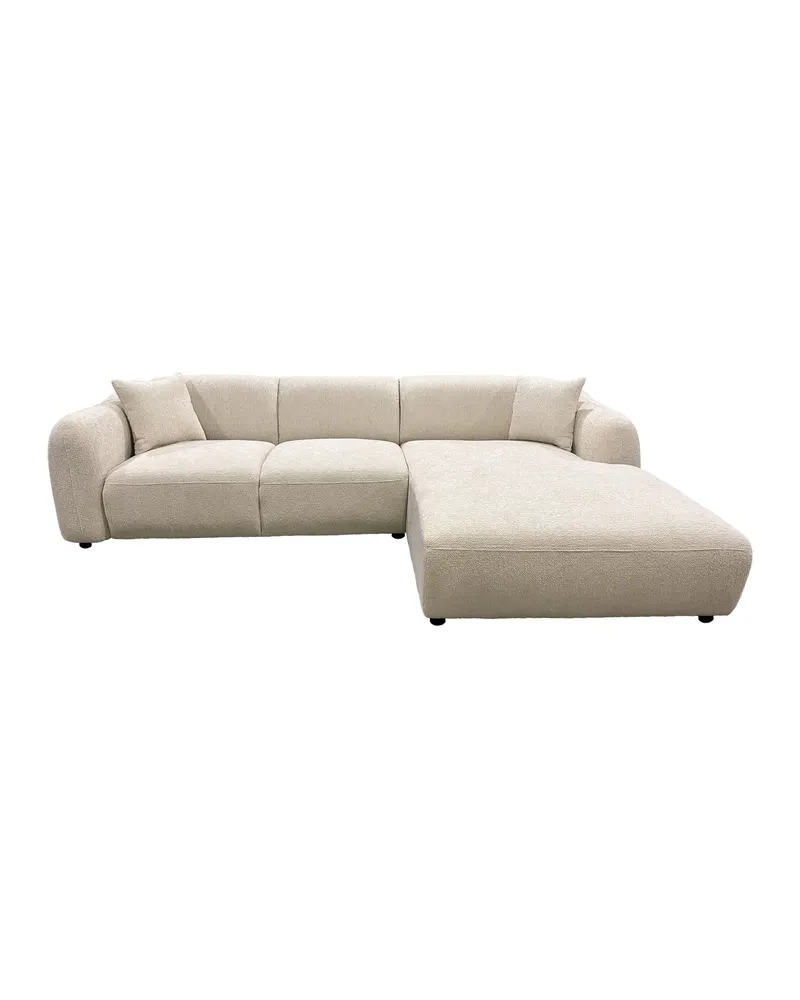 Leia Ecksofa mit Recamiere in Beige, Gestell Schwarz, rechts, Ansicht 1