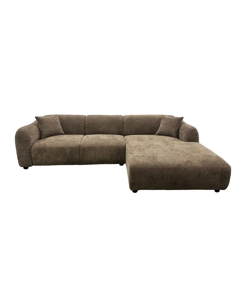 Leia Ecksofa mit Recamiere in Braun, Gestell Schwarz, rechts, Ansicht 1