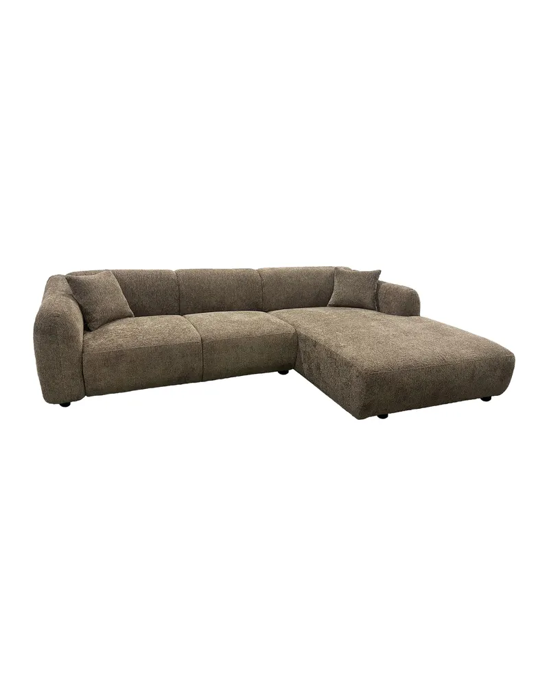 Leia Ecksofa mit Recamiere in Braun, Gestell Schwarz, rechts, Ansicht 2