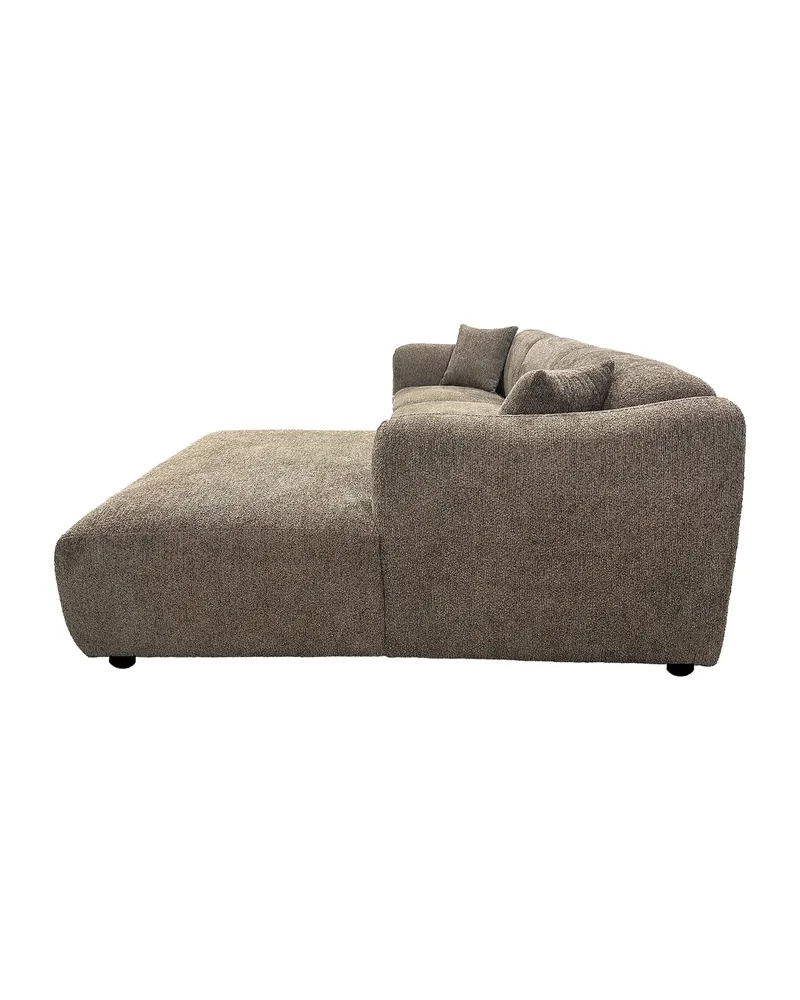 Leia Ecksofa mit Recamiere in Braun, Gestell Schwarz, rechts, Ansicht 3