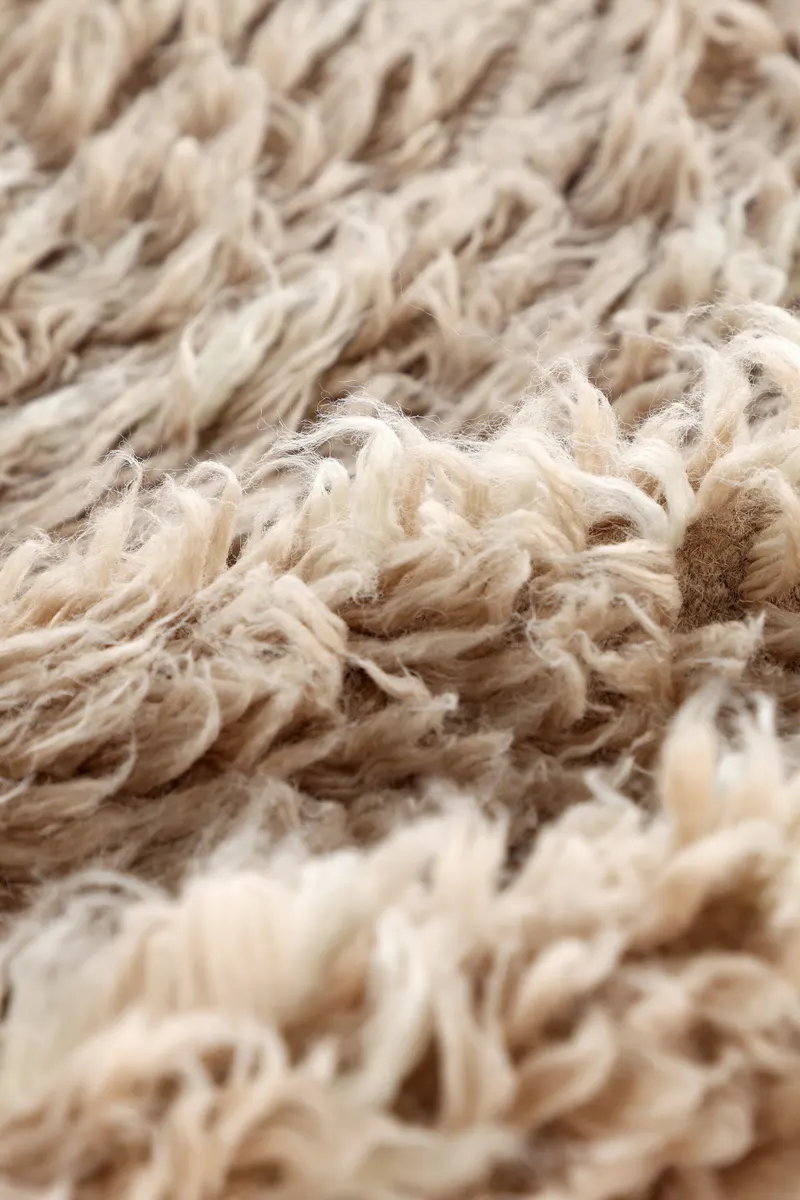 Leiko Wollteppich mit Hochflor, handgewebt in 300 × 200 cm, Beige, im Wohnraum, Ansicht 3
