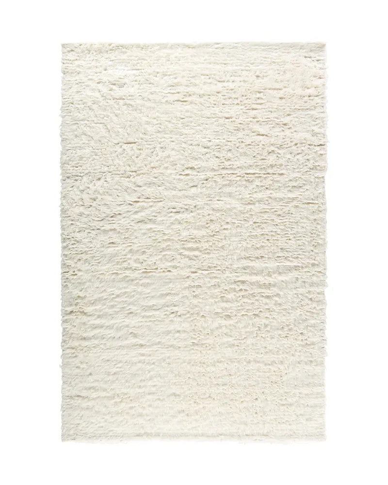 Leiko Wollteppich mit Hochflor, 5 cm stark, handgewebt, Weiß