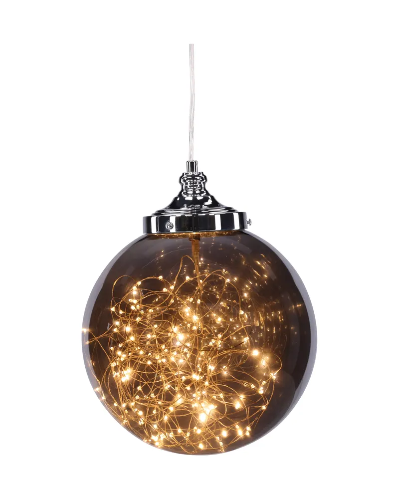 Lemans LED-Pendelleuchte aus Rauchglas mit Lichterschlaufe