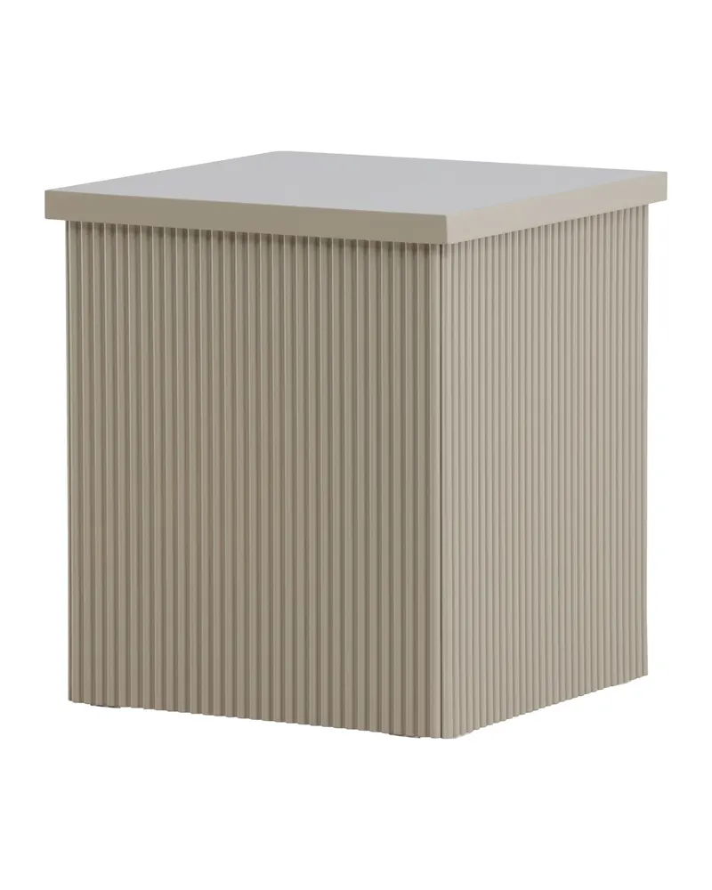 Lenox eckiger Beistelltisch mit Rillen in 40 × 40 cm, Beige, Ansicht 1