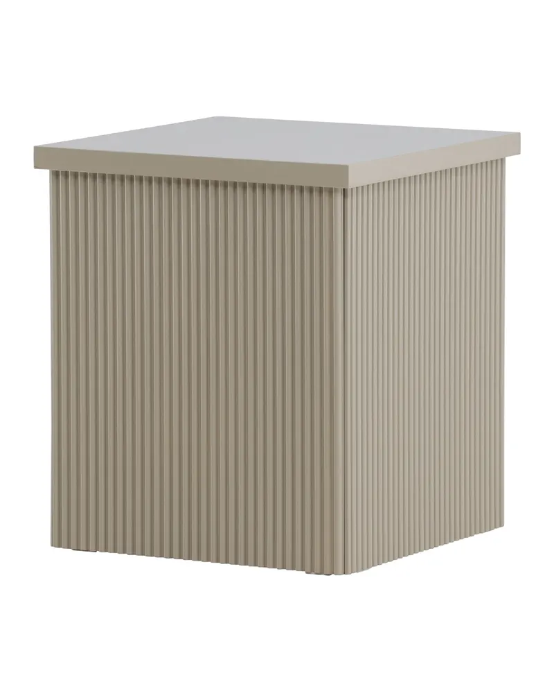 Lenox eckiger Beistelltisch mit Rillen in 40 × 40 cm, Beige, Ansicht 9