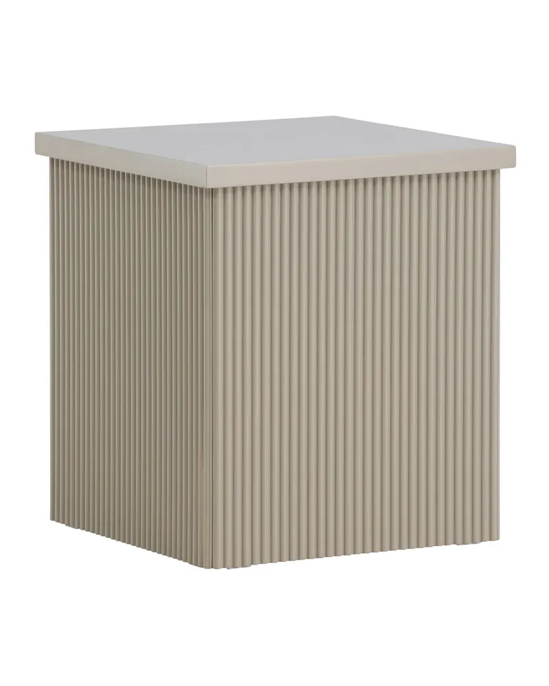 Lenox eckiger Beistelltisch mit Rillen in 40 × 40 cm, Beige, Ansicht 3