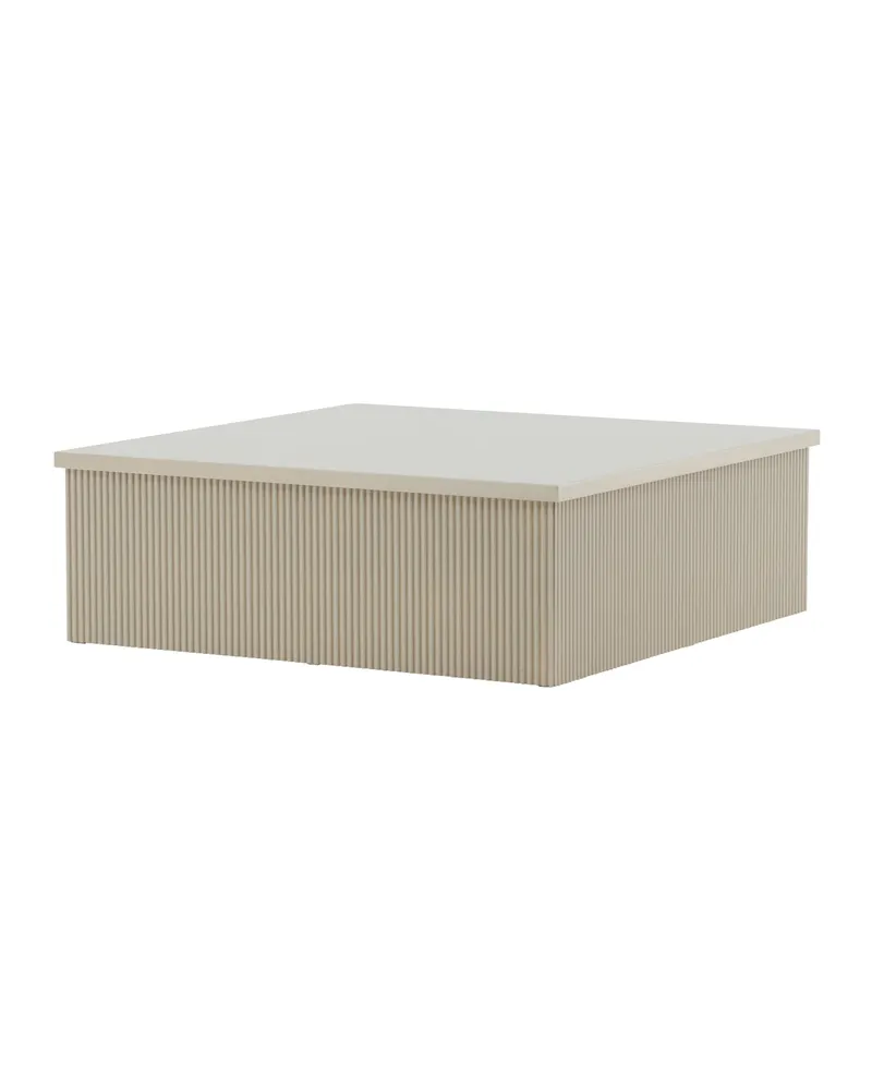 Lenox quadratischer Couchtisch 90 × 90 cm mit Rillenstruktur in Beige, Ansicht 7