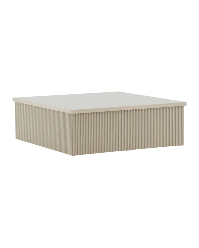 Lenox quadratischer Couchtisch 90 × 90 cm mit Rillenstruktur in Beige, Ansicht 2